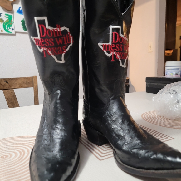 Justin Women Boots Black Ostrich Leather Boots - Picture 5 of 9